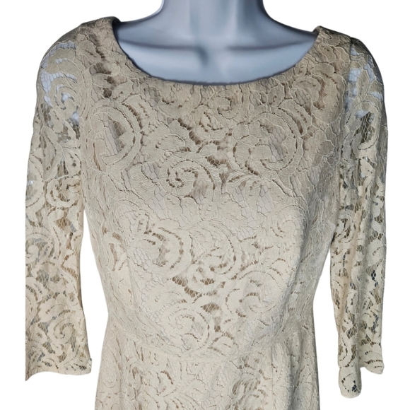 0001 J. Crew  Natalia Lace Dress A9022 Cream Bridal Wedding Formal Office Size 2 - Picture 4 of 15